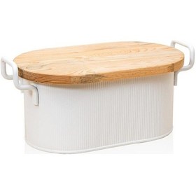 Resim The Mia Stripe Ahşap Kapaklı Ekmek Saklama Kutusu Beyaz 40 22 18 Cm Beyaz 
