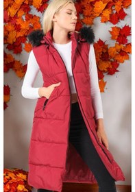 Resim Z6741 Dewberry Bayan Yelek-düz Bordo Düz Bordo 