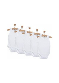 Resim Hellobaby Unisex 5li Beyaz Body Zarf Yaka Atlet Kol 