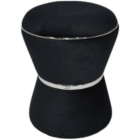 Resim Fine Black-silver Puf Siyah 
