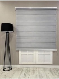 Resim Zebra Stor Geniş Plise Güneşlik Perde, Açık Gri, 90 x 260 