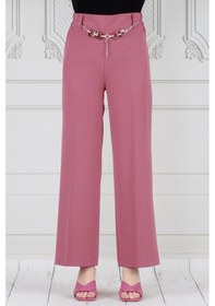 Resim Sevitli Zincir Detaylı Bol Paça Pantolon-pembe-3748-pembe Pembe 