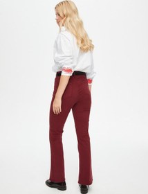 Resim Faik Sönmez Straight Fit Parça Boya Pantolon 69481 U6948140 Bordo 