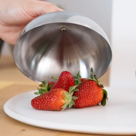 Resim Beige & Stone Paslanmaz Çelik Tatlı Pasta Meyve Sunum Fanus – 13 cm 