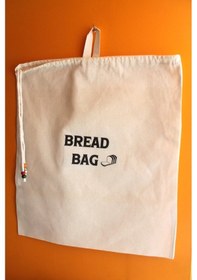 Resim Büyük Boy Bread Bag Askılı Keten Ekmek Torbası 50x40cm 