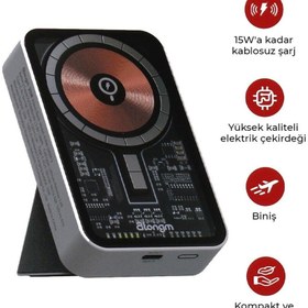 Resim Atongm Magsafe Powerbank 10.000 mAh 20W - Kablosuz Taşınabilir Şarj Cihazı 