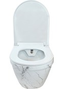 Resim Pure Sharp Calacatta Kanalsız Asma Klozet Wh-802+Soft Kapak 