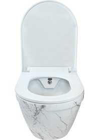 Resim Pure Sharp Calacatta Kanalsız Asma Klozet Wh-802+Soft Kapak 