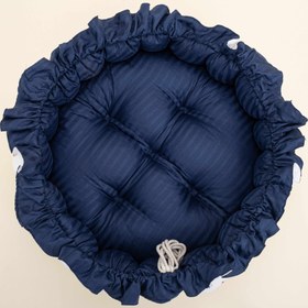 Resim Yuvarlak Babynest - Çift Taraflı - Lacivert Saten - Bahriyeli 