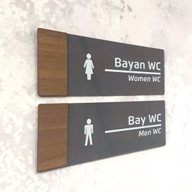Resim Dekokonsept Wooden Serisi (Wc Set) Ofis Oda Kapı İsimliği Yönlendirme Tabelası 