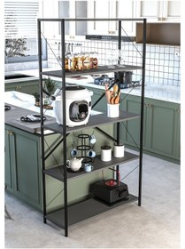 Resim Alpa Ev Mobilya 5 Katlı Geniş Mutfak Rafı, Çok Amaçlı Organizer, Kahve Köşesi Ve Ev Düzenleyici Antrasit 