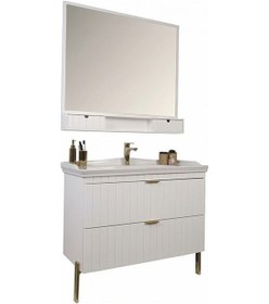 Resim Kobos Noble 100 Cm Banyo Dolabı Seti Bianco Beyaz 