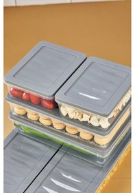 Resim Multi Box 6 Parça 3 Farklı Boy Saklama Kabı Seti - Dondurucu & Mikrodalga Uyumlu Gri 