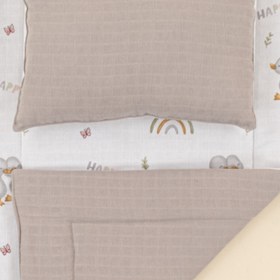 Resim Alt Açma Matı ve Yastık - Çift Taraflı - Gri Muslin - Ördekler 