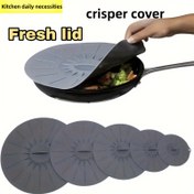 Resim Silikon Esnek Kapaklar 5'li Set, Çok Boyutlu Yeniden Kullanılabilir Gıda Kapakları, Esneklik Özelliğiyle, Mikrodalgaya Uygun Sızdırmaz Kapaklar, Kaseler ve Tencereler İçin, Yıkanabilir Mutfak Tazelik Koruyucu Kapaklar 