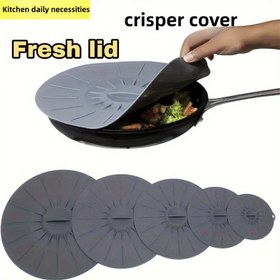 Resim Silikon Esnek Kapaklar 5'li Set, Çok Boyutlu Yeniden Kullanılabilir Gıda Kapakları, Esneklik Özelliğiyle, Mikrodalgaya Uygun Sızdırmaz Kapaklar, Kaseler ve Tencereler İçin, Yıkanabilir Mutfak Tazelik Koruyucu Kapaklar 