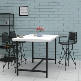 Resim Knsz orta boy tel bar sandalyesi 1 li mağrur syhsyh kolçaklı sırt minderli 65 cm oturma yüksekliği mutfak bahçe cafe ofis 