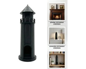 Resim Savarga 3D Siyah Deniz Feneri Dekoratif Obje Modern Ev ve Ofis Aksesuarı 