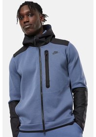 Resim Nike Tech Fleece Full Zip Unisex Hoodie Kapüşonlu Sweatshirt Mavi Mavi - Siyah 