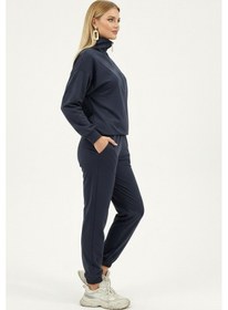 Resim Özel Tasarım Yakası Uzun Fermuarlı Rahat Ve Sportif Jogging Takım Gri-2 