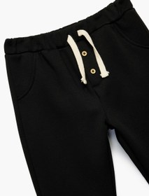 Resim Erkek Bebek Beli Lastikli Düğmeli Basic Şardonlu Jogger Eşofman Altı 
