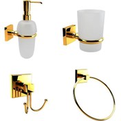 Resim Lüx 4 Parça Banyo Seti Pirinç Altın 