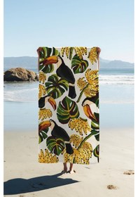 Resim Dijital Baskı Plaj Deniz Havlusu Yaprak Desenli Peştamal Hvl0178 Renkli 