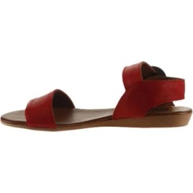 Resim Bueno Shoes Kırmızı Deri Kadın Düz Sandalet 