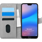 Resim Huawei P20 Lite Kılıf Fabric Book Wallet Gri Microsonic