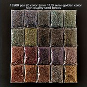 Resim 13500 adet paket başına 20 renk, toplam 100 g / 3.53 oz 2 mm 11/0 yarı altın yüksek kaliteli düzgün pirinç boncuk dağılmış mini tohum boncukları el yapımı zarif mücevher aksesuarları malzemeleri bilezik küpe el dize için uygun arkadaşlara gönderin Annenin hediyesi 