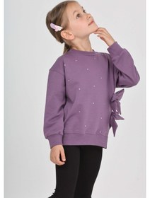 Resim Toontoy Kız Çocuk Taşlı Fiyonklu Sweatshirt Mor 