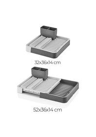 Resim Endy - Sürgülü Açılır Kapanır Bulaşıklık Plastik Sürgülü Bulaşık Sepeti Gri 