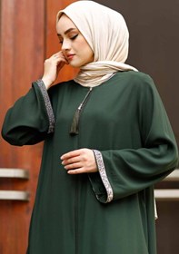 Resim ISTANBUL STYLES Taş kollu Ferace Uzun Kollu Yere Kadar Fermuar Yere Kadar Türkiye İslami Moda 