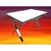 Resim Masa Yandan Açıl X Ayak Metal Transmisyon çelik nikelaj glosspan tabla itinalı paket ve kargo El Yapım 