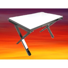 Resim Masa Yandan Açıl X Ayak Metal Transmisyon çelik nikelaj glosspan tabla itinalı paket ve kargo El Yapım 