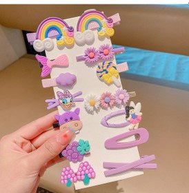 Resim Honmex Kız Çocukları İçin Mor Renkli 14'lü Saç Klips Seti - Canlı Bitki Desenli Günlük Ve Özel Davetler İçin Komforlu Tutuculu Saç Aksesuarı 