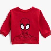 Resim Erkek Bebek Spider Man Baskılı Sweatshirt Lisanslı 