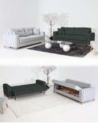 Resim Velura Home & Living Nola Koltuk Takımı 3+3 & Bazalı Yataklı Koltuk & Kanepe - Keten 