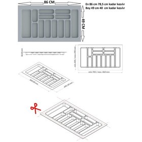 Resim 86x49 Cm Çekmece Içi Kaşıklık Gri 78,5x40 Cm Kadar Kesilebilir Kesim Yapılır Gri 