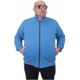 Resim Mocgrande Büyük Beden Basic Mevsimlik Fermuarlı Sweatshirt 22750 Saks-Saks Saks Mavi 