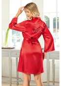 Resim Faal 5907 Kadın Saten Bride Sabahlık-kırmızı Kırmızı 