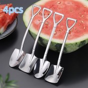 Resim 4 adet, Taşınabilir Paslanmaz Çelik Kaşık, Yaratıcı Tatlı Karpuz Kaşığı, Meyve Kaşığı Çorba Kaşığı, Açık Hava Kampı Piknik Noel Hediyesi için Uygun 