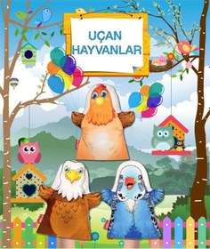 Resim 3 Parça Tox Uçan Hayvanlar Keçe El Kukla Set . Eğitici Oyuncak 