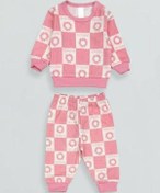 Resim Kız Bebek Desenli Pamuklu Pijama Takım-15340 Pembe 