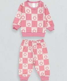 Resim Kız Bebek Desenli Pamuklu Pijama Takım-15340 Pembe 