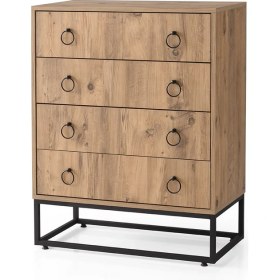 Resim Erezoğulları Mobilya Ferforje Ahşap Tarz 4 Çekmeceli Şifonyer 80X41X103CM 