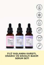 Resim Coskim 3’lü kırışıklık önlemeye yardımcı, yaşlanma karşıtı ve göz altı bakım sağlayan serum seti 