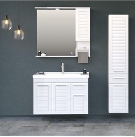 Resim Orka Perge 35 Cm Beyaz Banyo Boy Sepetli Çamaşır Dolabı Beyaz 