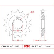 Resim Yamaha FZ 8 RK Çelik Ön Dişli C5042-16 (2010-2016) 