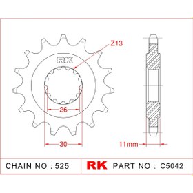 Resim Yamaha FZ 8 RK Çelik Ön Dişli C5042-16 (2010-2016) 